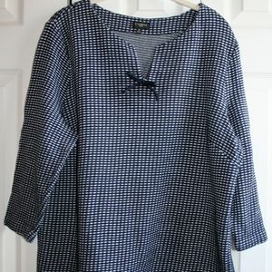 Tunic Top with Navy and White Woven Print - Talbot